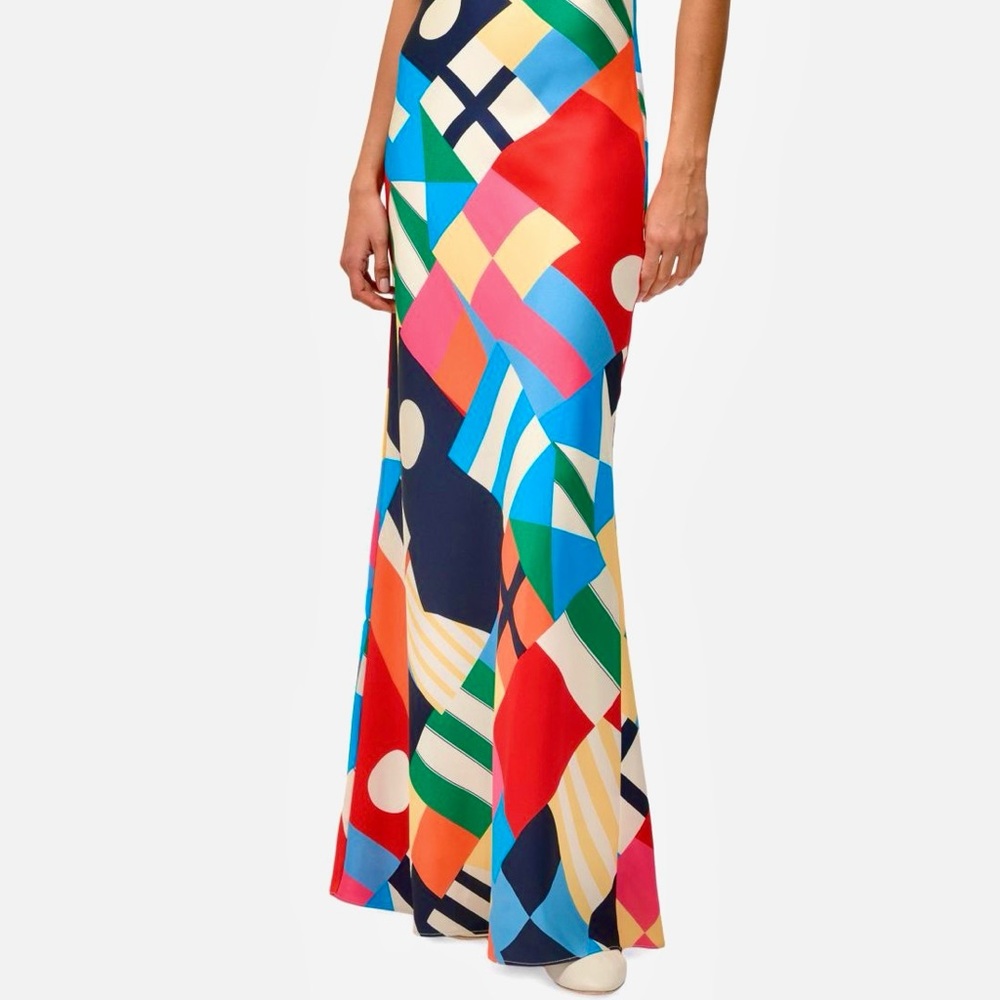 STAUD Multicolor Geometric Halter Maxi Dress — Red, Blue, Green & Yellow NWT - Picture 6 of 16